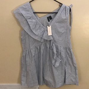 Anthropologie Asymmetrical Ruffle Top